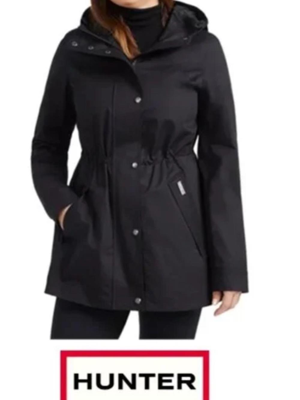 Hunter Black Hooded Trench Coat